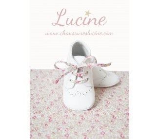 Chaussons bébé SOUPLES antidérapants Mini-Adonis - cuir BLANC