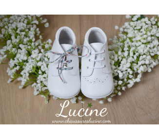 Chaussons bébé SOUPLES antidérapants Mini-Arthur - cuir BLANC