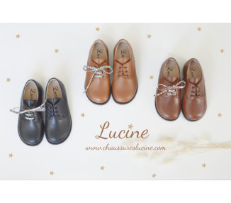 Chaussures derbies enfant RESISTANTES à lacets Gaël - cuir CAMEL