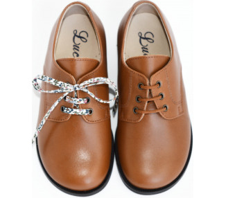 Chaussures derbies enfant RESISTANTES à lacets Gaël - cuir CAMEL