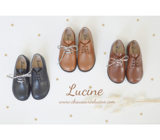 Chaussures derbies enfant RESISTANTES à lacets Gaël - cuir MARINE