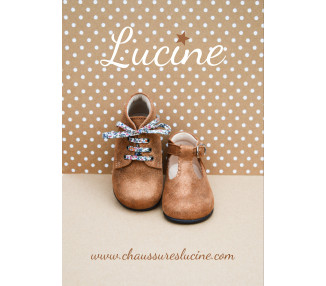 Chaussures montantes pour filles en cuir camel irisé résistant