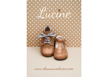 Chaussures montantes pour filles en cuir camel irisé résistant