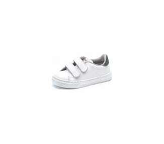 Baskets cuir VELCRO - BLANC/vert