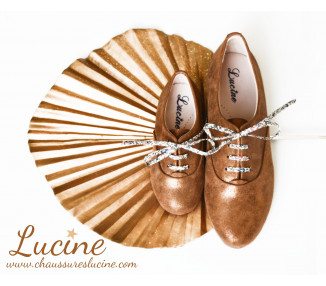 Chaussures derbies à lacets fille Capucine - cuir CAMEL irisé