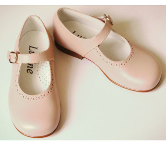 Chaussures fille à boucle Bérénice - cuir ROSE pâle