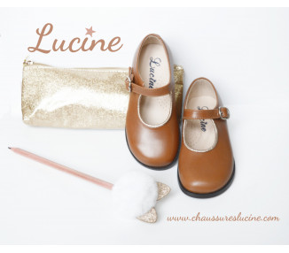 Chaussures Louise RESISTANTES fille à boucle - cuir camel or