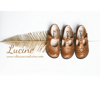 Chaussures Louise RESISTANTES fille à boucle - cuir camel irisé