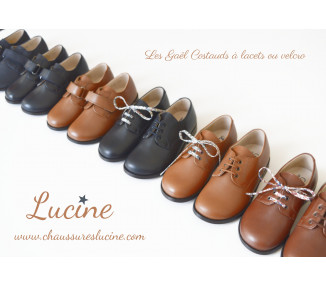 Chaussures derbies enfant RESISTANTES à lacets Gaël - cuir CAMEL