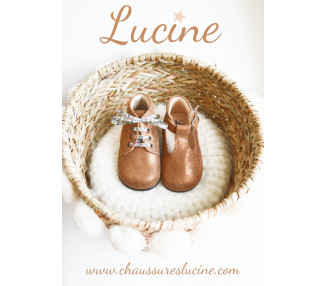 Chaussures bébés filles en cuir camel irisé
