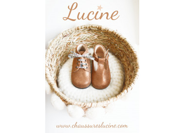 Chaussures bébés filles en cuir camel irisé