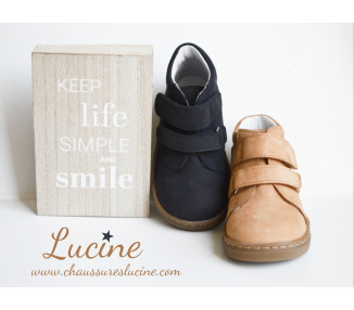 Chaussures garçon souples SCRATCH Achille - nubuck camel clair