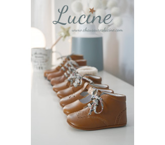 Chaussons bébé SOUPLES antidérapants Mini-Adonis - cuir CAMEL