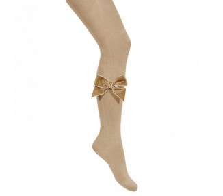 COLLANTS noeud VELOURS - BEIGE