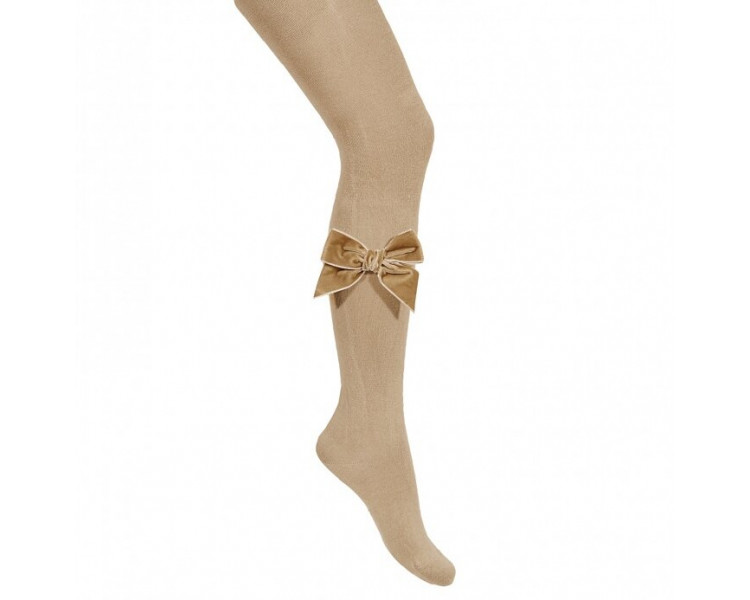 COLLANTS noeud VELOURS - BEIGE