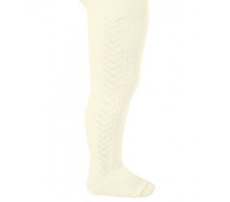 COLLANTS MOTIF RELIEF- BLANC ECRU