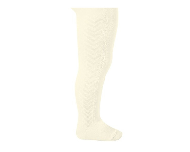 COLLANTS MOTIF RELIEF- BLANC ECRU