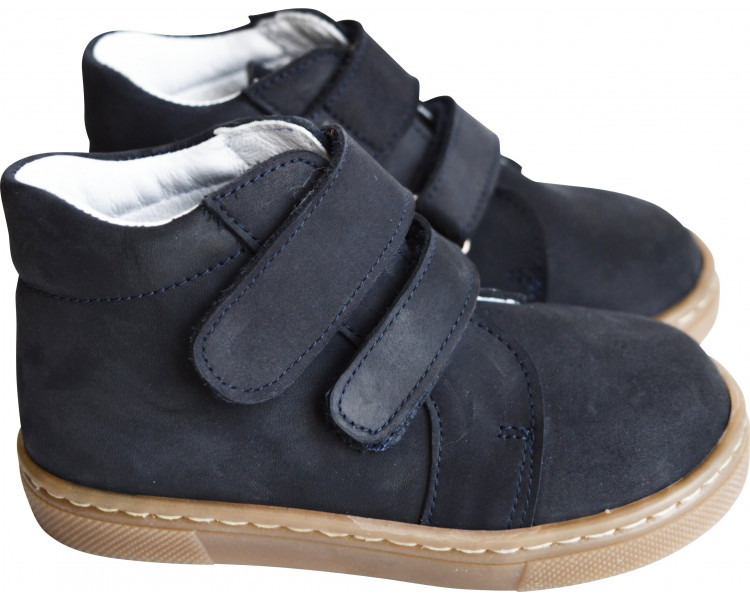 Chaussures garçon souples SCRATCH Achille - nubuck bleu marine