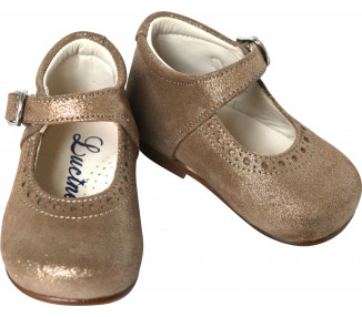 Chaussures Babies Charles IX Alice à boucle - cuir TAUPE Irisé