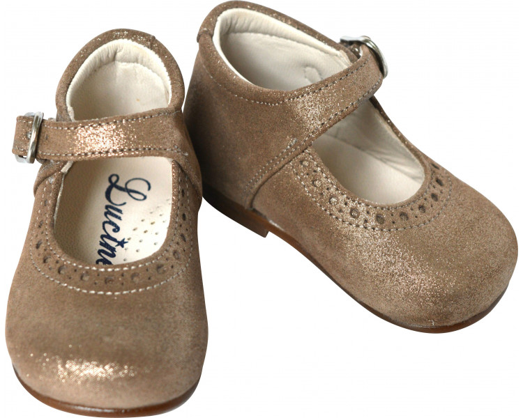 Chaussures Babies Charles IX Alice à boucle - cuir TAUPE Irisé