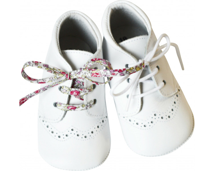 Chaussons bébé SOUPLES antidérapants Mini-Adonis - cuir BLANC