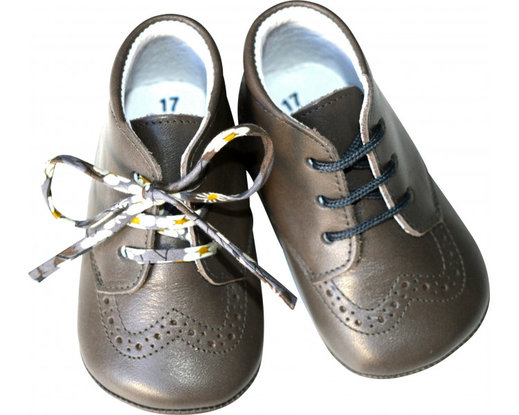 Mini-Adonis antidérapants - CUIR GRIS/TAUPE Mini-Adonis antidérapants - CUIR GRIS/TAUPE
