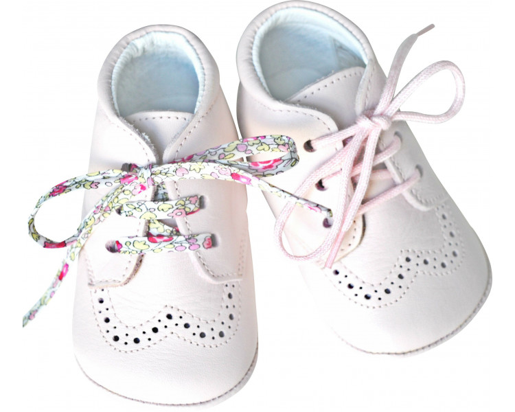 Chaussons bébé SOUPLES antidérapants Mini-Adonis - cuir ROSE pâle