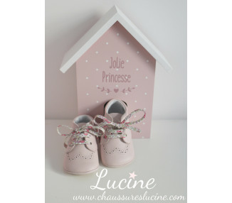 Chaussons bébé SOUPLES antidérapants Mini-Adonis - cuir ROSE pâle