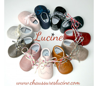 Chaussons bébé SOUPLES antidérapants Mini-Adonis - cuir ROSE pâle