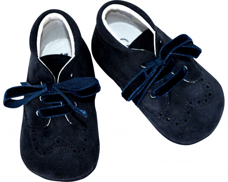 Chaussons bébé SOUPLES antidérapants Mini-Adonis - nubuck BLEU MARINE