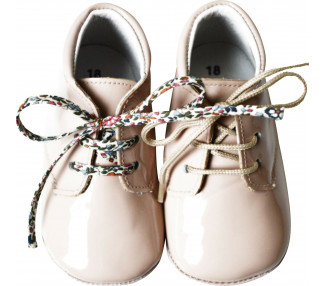 Chaussons bébé SOUPLES antidérapants Mini-Arthur - cuir vernis ROSE nude