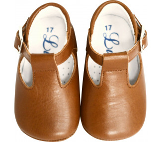 Chaussons bébé Salomé souples antidérapants Mini-Axel - cuir CAMEL