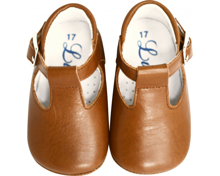 Chaussons bébé Salomé souples antidérapants Mini-Axel - cuir CAMEL