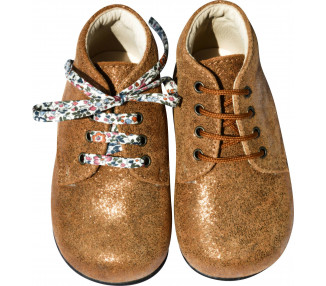 Chaussures en cuir irisé doublé cuir résistant pour bébé fille