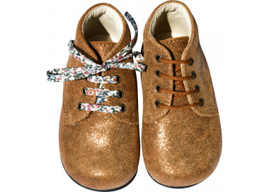 Chaussures en cuir irisé doublé cuir résistant pour bébé fille