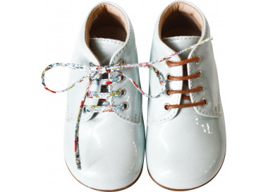 Chaussures pour bébé en cuir vernis bleu vert confortables
