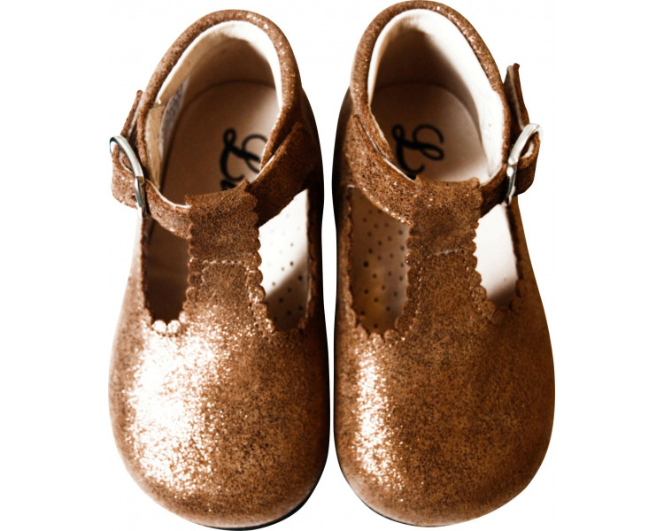 Chaussures Salomés filles en cuir camel irisé résistant et souple