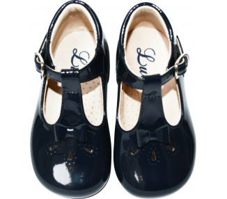 Chaussures bébé fille en cuir vernis bleu marine