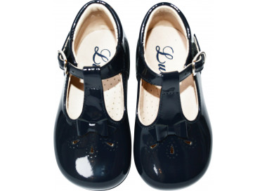 Chaussures bébé fille en cuir vernis bleu marine