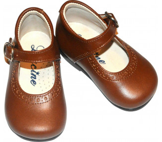 Chaussures Babies Charles IX Alice à boucle - cuir COGNAC