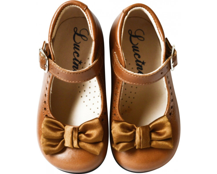 Chaussures babies bébés filles camel noeud satin Chaussures babies bébés filles camel noeud satin