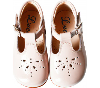 Chaussures Bottillons Salomé bébé à boucle Aloïs - cuir vernis ROSE nude