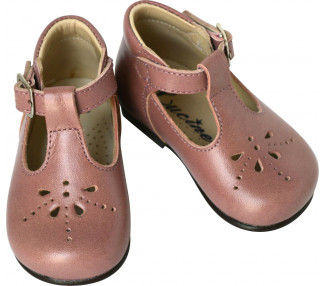 Chaussures Bottillons Salomé bébé à boucle Aloïs - cuir VIEUX ROSE