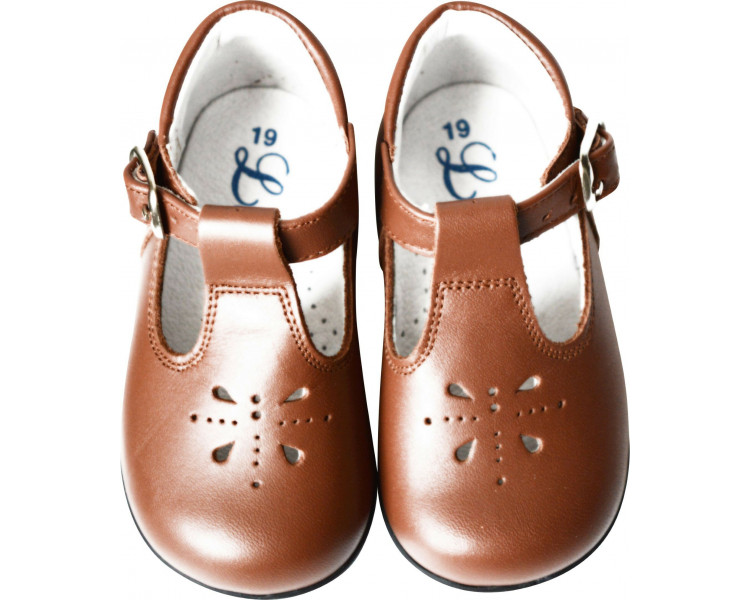 1ers PAS- Azylis très SOUPLES ouvertes- CUIR COGNAC 1ers PAS- Azylis très SOUPLES ouvertes- CUIR COGNAC