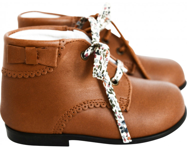 Chaussures Bottillons SOUPLES Azylis noeud côté - cuir CAMEL