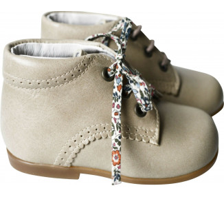 Chaussures Bottillons SOUPLES Azylis frisettes - cuir TAUPE beige patiné