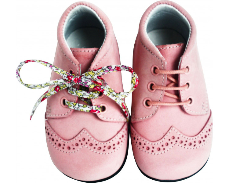 1ers PAS- Azylis tres SOUPLES-T18/26- Nubuck ROSE PALE Bout golf