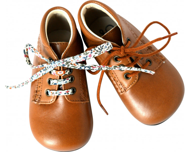 Chaussures bébé bottillon à lacets fille Athénaïs - cuir CAMEL