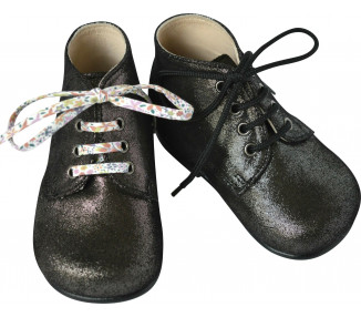 Chaussures bébé bottillons Arthur - cuir GRIS foncé irisé