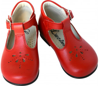 Chaussures bébés mixtes cuir rouge, excellent maintien